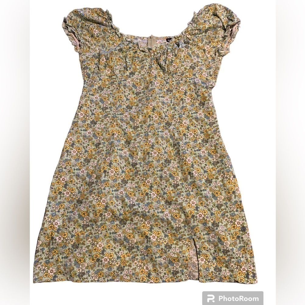 Garden Party mini dress size S US 4, Shein Green floral 60s style dress - Picture 2 of 4